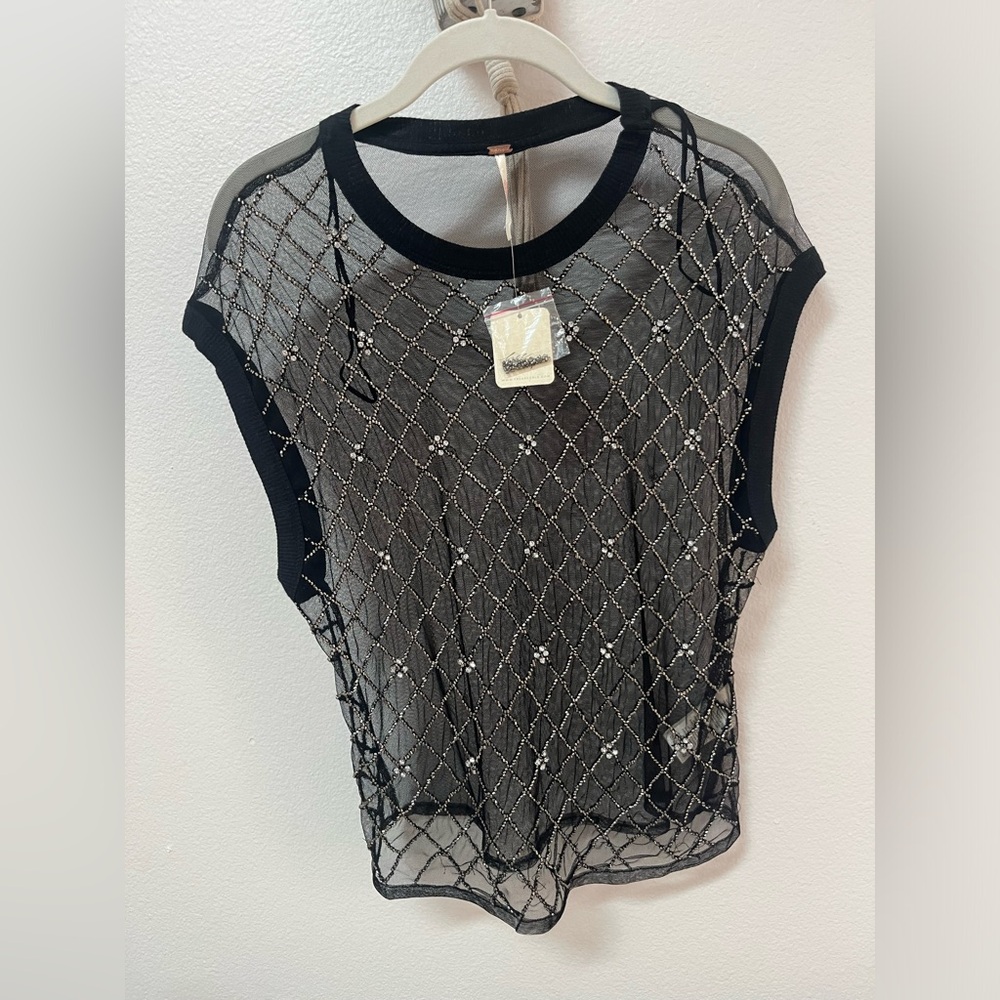 Free People black beaded top